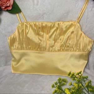 Forever 21 Yellow Satin Cropped Cami